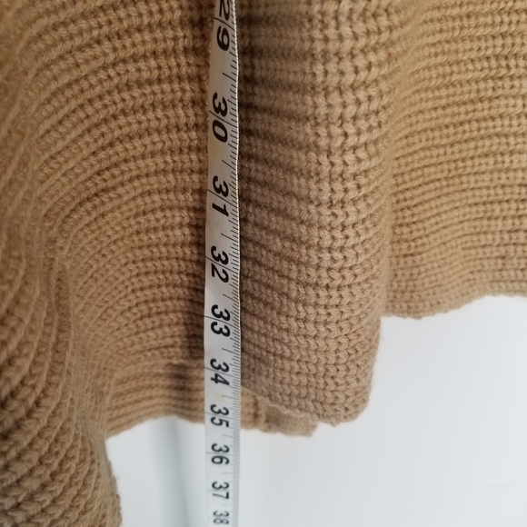 Tahari 100% Extra Fine Merino Wool Long Sleeve Duster Cardigan Camel Brown L - Picture 4 of 13